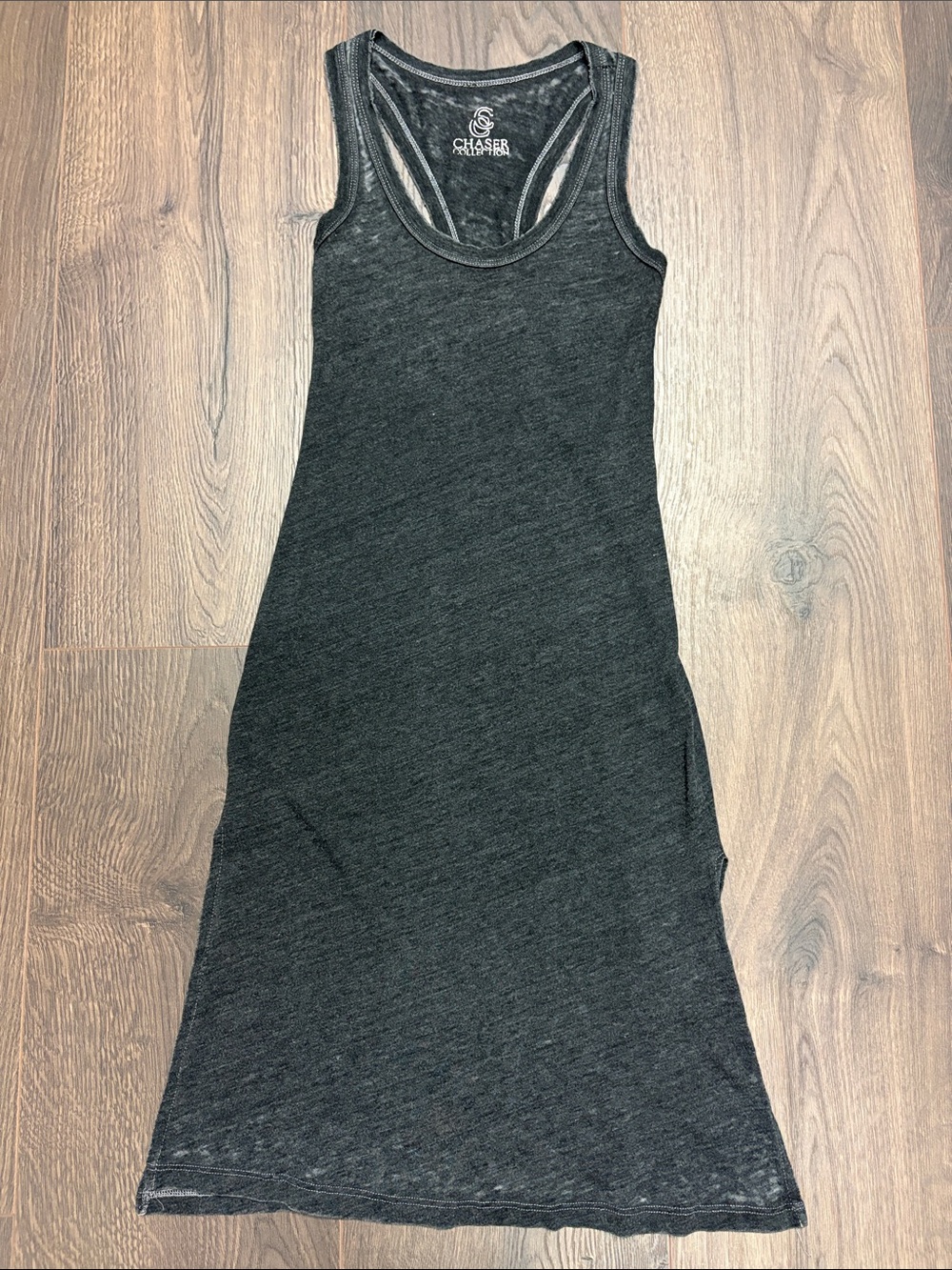 Chaser Collection Burnout Grey Racerback Tank Dress Slits S Made in USA